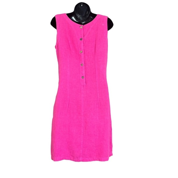 Boston Proper 100% Linen Pink Sleeveless Sheath Cargo Dress Women's Size XS - Picture 2 of 8
